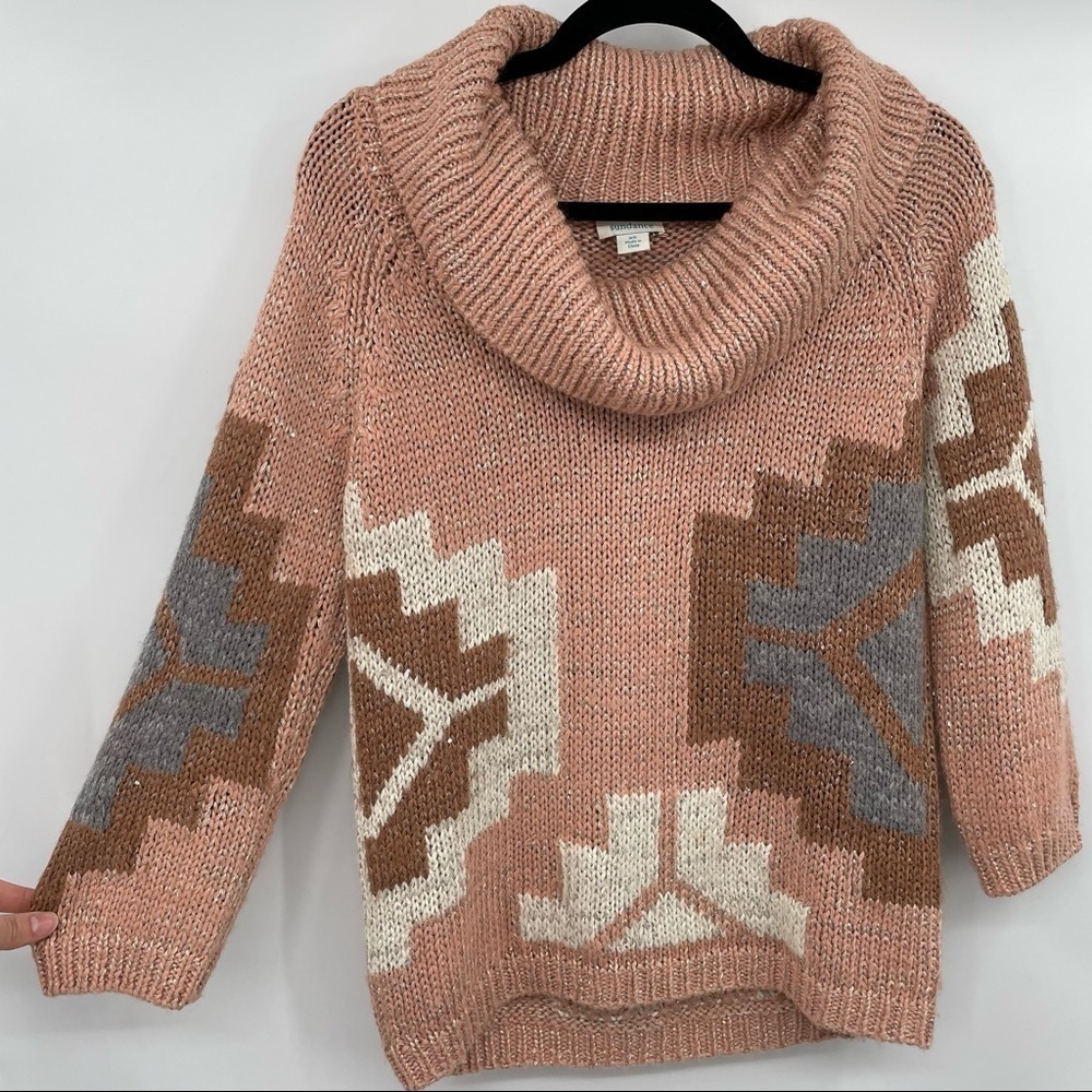 Sundance Pink Tribal Sweater with Sequin Sequin Detail - Picture 5 of 14